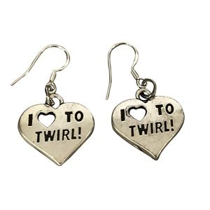 Twirling Dangle Heart Earrings- Girls Twirling